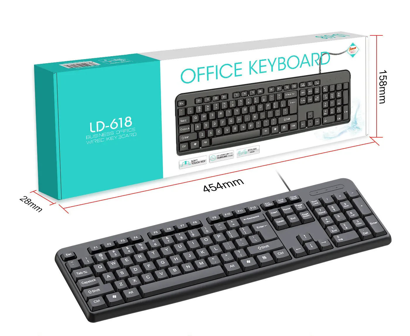 Office, Home Use, Lightweight USB Desktop Computer Keyboard